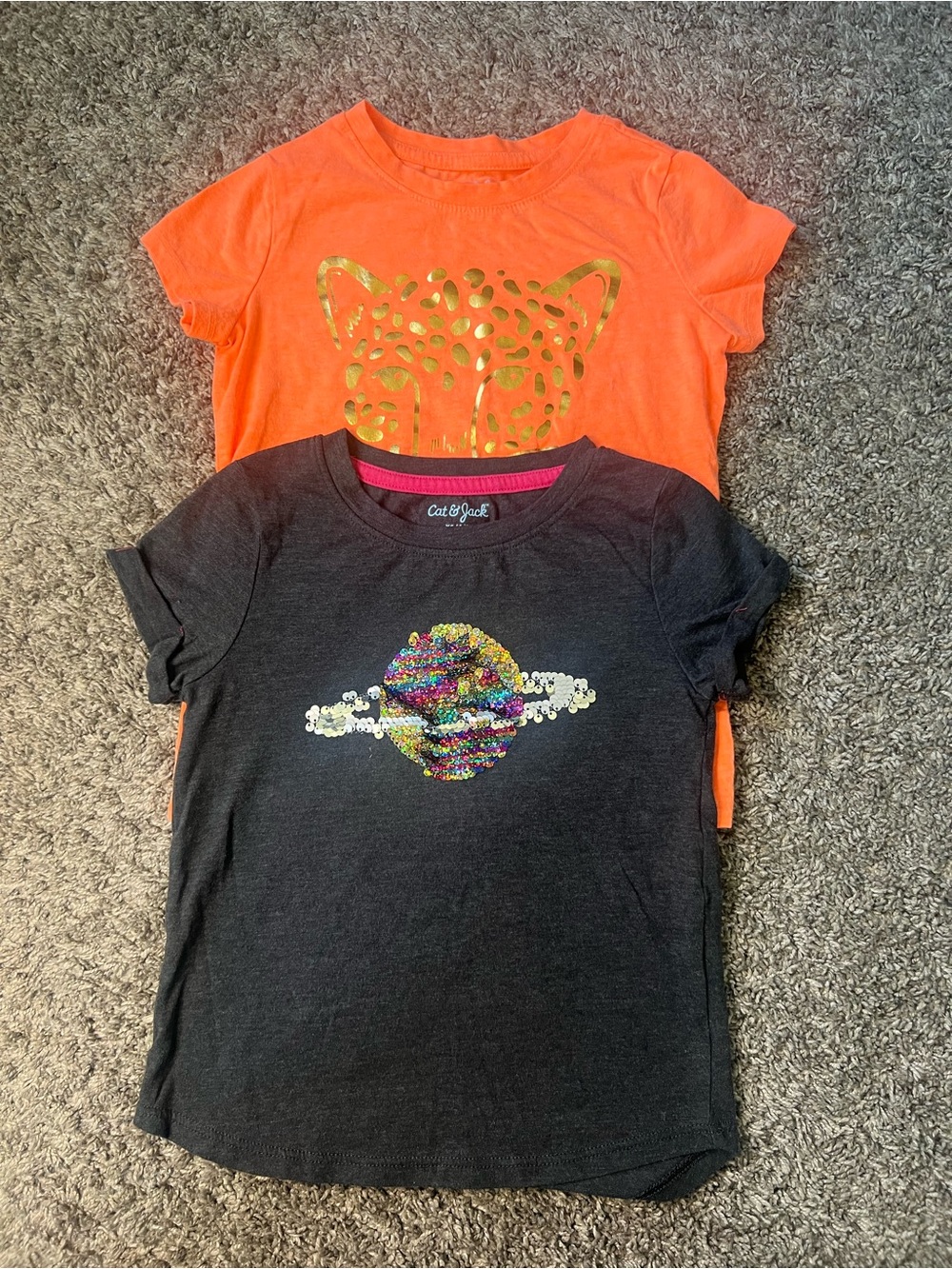 Cat & Jack Black Short-Sleeve Tee with Multicolor Sequin Planet